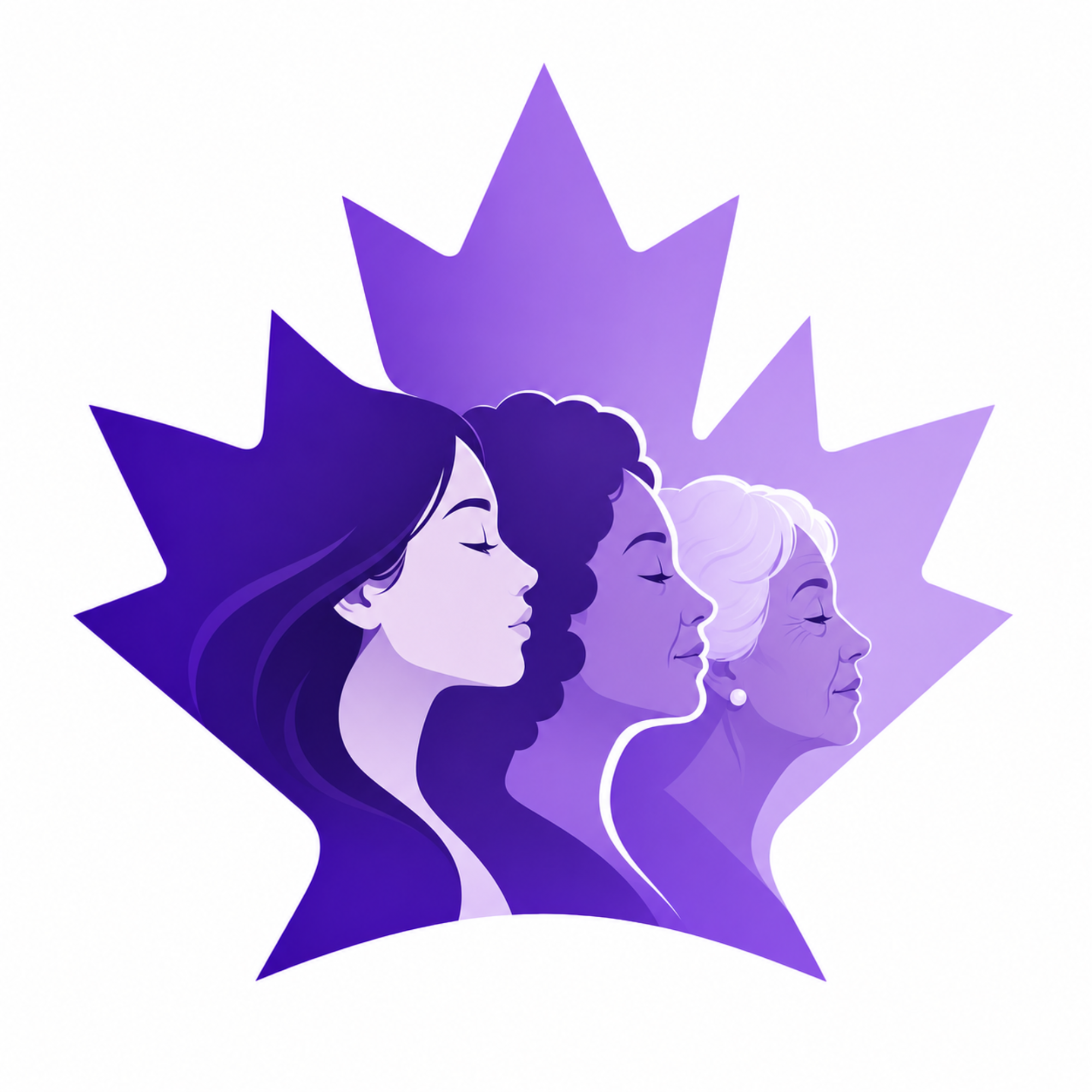 ConservativeWomen.ca logo - three generations of women within a purple maple leaf